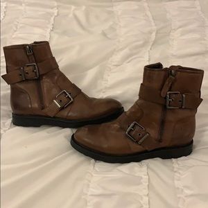 Luxury rebel brown real leather ankle boots